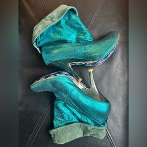IRREGULAR CHOICE LITTLE FISH GREEN LEATHER SHOES BOOTIES size 8